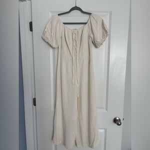 Elegant Cream Puff Sleeve Pantsuit